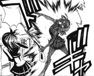 Bisca getting electrocuted by Laxus' Thunder Palace