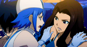 Juvia tries to stop Cana from asking Gray