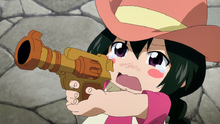 Asuka dispara a los bandidos