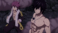 Gray returns with Natsu's scarf