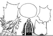 Laxus argues with Natsu and Happy