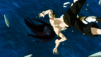 Gray and Ultear falling off a cliff