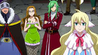 Thunder God Tribe and Mavis watch Erza's battle