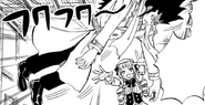 Gajeel lifted by Faris' Floating Magic