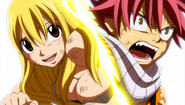 Lucy meets up with Natsu on Tenrou Island