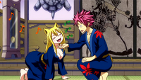 Natsu pets Lucy