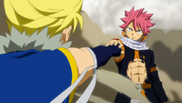 Natsu blocks Holy Nova