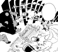 Laxus hit by Wall's missiles