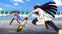 Kagura charges towards Erza