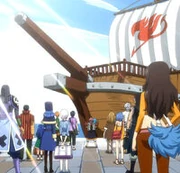 Gajeel e Fairy Tail partono per l'isola di Tenrou.