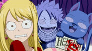 Natsu and Happy creeping Lucy out