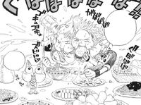 Natsu and Happy eating