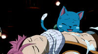 Natsu saved from being digested by Fukuro