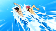 Gray and Natsu having a swimming contest