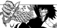 Gajeel covering his arm with scales