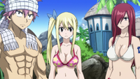 Natsu, Lucy and Erza face Brandish