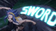 Levy uses Solid Script: Sword