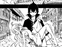 Zeref carregando Mavis para a Guilda Fairy Tail