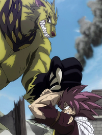 Etherious Jackal attacks Natsu