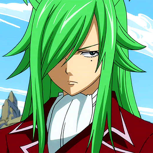 Fairy tail anime green hair man wearing black jacket