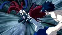 Erza Scarlet blocks Erza Knightwalker