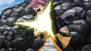 Natsu hurting due to the Book of E.N.D.'s damage