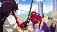 Erza blocks Kagura's Archenemy