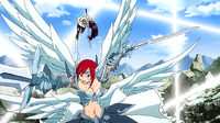 Kagura dodges Erza's attack