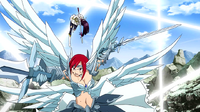 Kagura dodges Erza's attacks