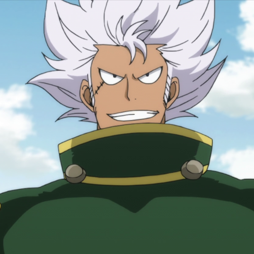 Fairy tail anime green hair man wearing black jacket