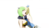 Brandish hugged by Lucy