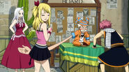 Natsu arguing with Makarov