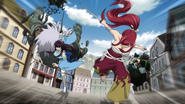 Kagura and Erza defeat two soldiers