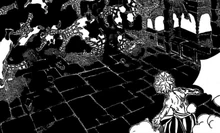 Sombra negra paralisando todos menos Natsu.