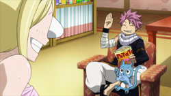 Natsu y Happy en el Apartamento de Lucy