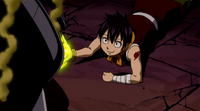 Romeo uses his Yellow Flame to save Lucy