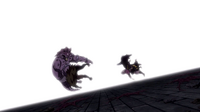 Torafuzar and Tempester pushed by Natsu and Gajeel