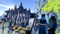 Gray, Lyon and Juvia reached the ruins