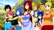 Natsu with other Fairy Tail members at the bridge