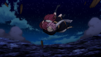 Natsu catches Erza