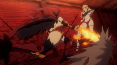 Erza ataca a Kyria usando la Belserion