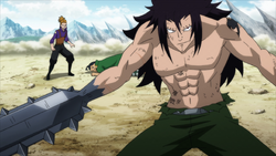 Gajeel socorre a Jey y Droy