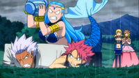 Natsu, Elfman & Aquarius fighting