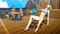 Lucy, Wendy, Happy and Cana on the ship