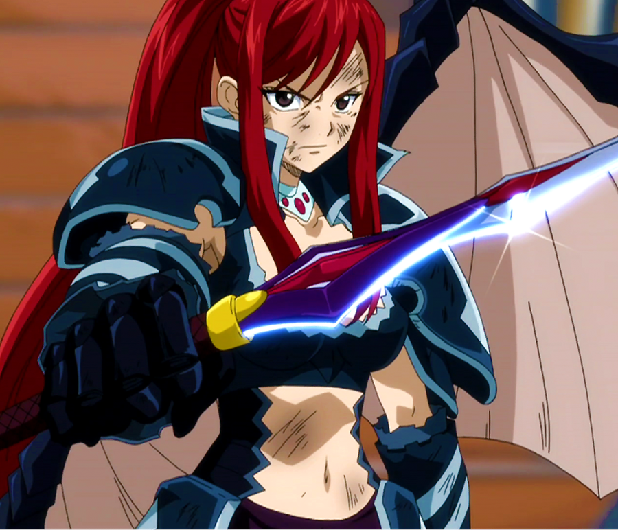 Around Erza’s neck is a neck guard decorated by several gems, and, while we...