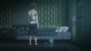 Happy and Natsu watching Lucy sleep