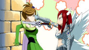 Evergreen punched by Erza