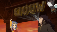 Gajeel helps with Levy's Solid Script: Wood