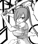 Erza releasing her sword's Dragon Slayer Seal