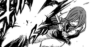 Erza hit by Minerva's Magic